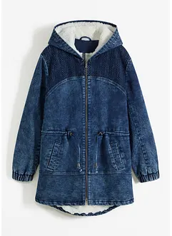 Džínová parka s medvídkovým flísem, bonprix
