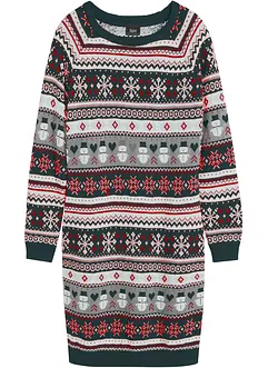 Pletené šaty s vánočním vzorem, bonprix