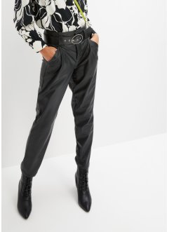 Kalhoty s vysokým pasem a páskem, z umělé kůže, RAINBOW