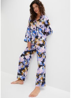 Tkané Oversized pyžamo z matného saténu s knoflíky, bpc bonprix collection