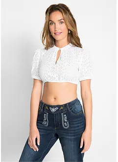 Krojová halenka s dírkovanou krajkou, bonprix