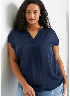 Volná saténová halenka se spadlými rameny, krátký rukáv, bonprix