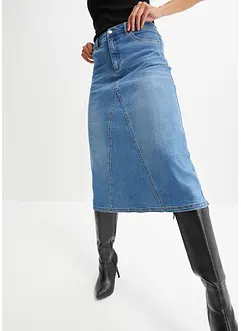 Strečová džínová sukně, High Waist, bonprix