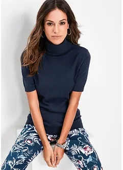 Svetr s rolákovým límcem, krátký rukáv, bonprix