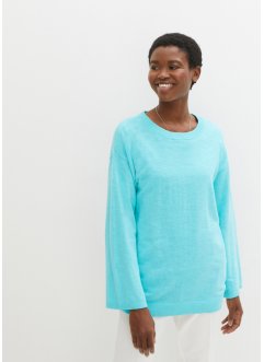 Lehký svetr z jemného úpletu se širokými rukávy a postranními rozparky, z bavlny, bpc bonprix collection