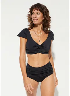 Stahovací bikinové kalhotky s vysokým pasem, lehký tvarující efekt, s řasením, bonprix
