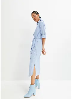 Proužkované halenkové šaty s vázačkou, bonprix