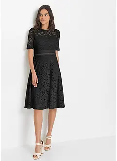 Krajkové midi šaty s háčkovanou vsadkou, bonprix