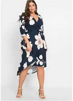 Žerzejové šaty s vázačkou a prodlouženým zadním dílem, bonprix