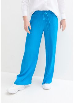Crinkle kalhoty se širokými nohavicemi a vysokým pasem, s gumou v pase, bpc bonprix collection