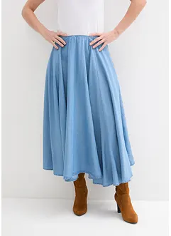 Džínová sukně s pohodlným pasem, High Waist, bonprix