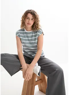 Pruhované tričko z froté, krátký rukáv, bonprix