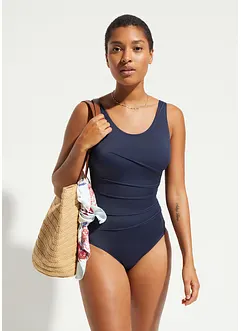 Stahovací jednodílné plavky, lehký tvarující efekt, s ozdobnými sklady, bonprix