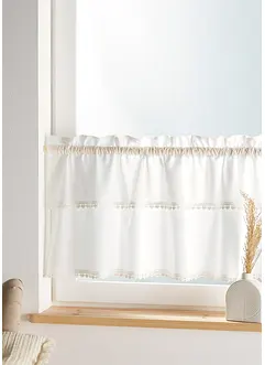 Vitrážková záclona s aplikacemi srdíček, z organické bavlny, bonprix