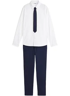 Chino kalhoty, košile s dlouhým rukávem a kravata (3dílná souprava), bonprix