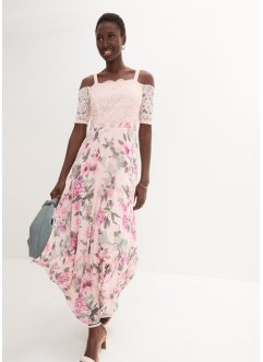Šifonové šaty s krajkou a květovým potiskem, bpc selection