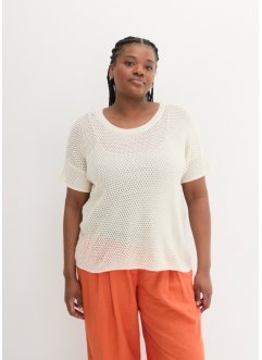 Oversize ažurový svetr ze lnu, poloviční rukáv, bpc bonprix collection