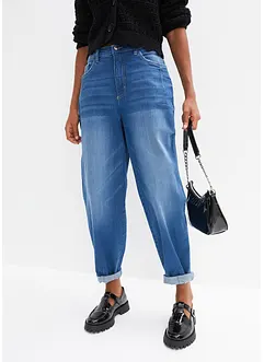 Džíny Barrel z organické bavlny, High Waist, bonprix