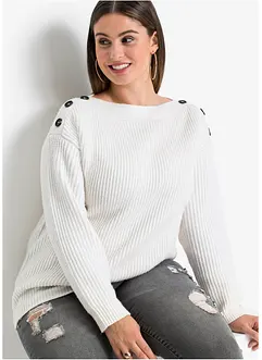 Oversize svetr s knoflíky, bonprix