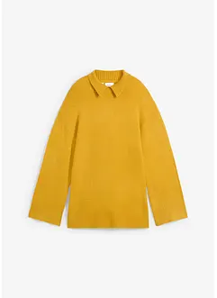 Dlouhý svetr Oversized s vysokým límečkem a postranními rozparky, bonprix