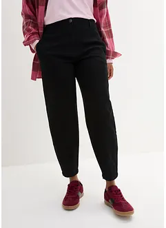 Twilové kalhoty ve střihu Barrel s dopředu posazenými švy a pohodlným pasem High Waist, bonprix