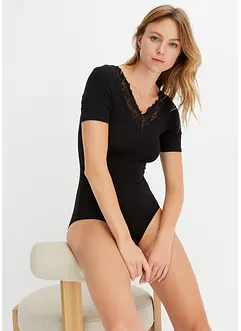 Body s polovičními rukávy, z modalu s krajkou, bonprix