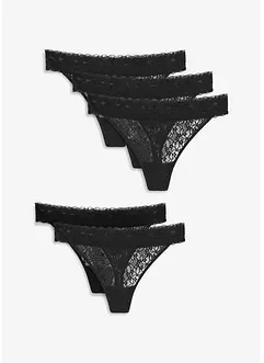 Kalhotky tanga z recyklované krajky (5 ks v balení), bonprix