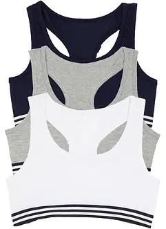 Podprsenkový top s měkkou bavlnou (3 ks v balení), bonprix