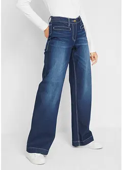 Džíny, Wide Leg, Mid Waist, pohodlný pas, bonprix