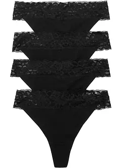 Kalhotky tanga s bavlnou (4 ks), bonprix