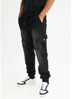 Džíny z teplákoviny Regular Fit, s cargo kapsami, Straight, bonprix