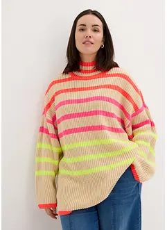 Oversized svetr s neonovými pruhy, bonprix