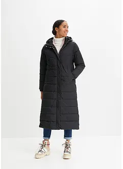 Dlouhý prošívaný kabát s kapucí, bonprix