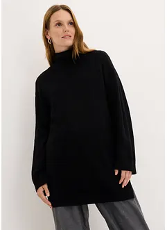 Dlouhý svetr z jemné pleteniny z viskózové směsi, s rozparky po stranách, bonprix