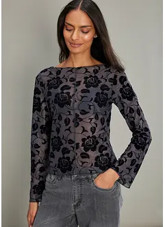 Lehce průhledné triko s dlouhým rukávem, bonprix