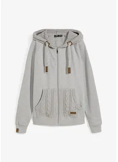 Mikina na zapínání, s pletenou kapucí a kapsou, bonprix