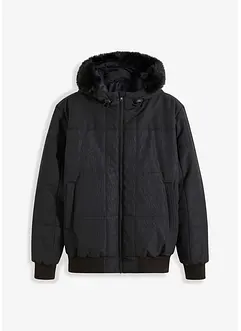Prošívaná bunda s kožešinovou kapucí, střih bluzonu, bonprix