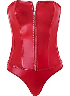 Korzet + kalhotky tanga z umělé kůže (2dílná souprava), bonprix