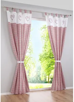 Potištěný závěs z organické bavlny s řasícím páskem (1 ks), bonprix