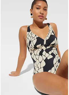 Stahovací jednodílné plavky, lehký tvarující efekt, s výstřihem do V, bonprix