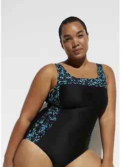 Stahovací jednodílné plavky, střední tvarující efekt, s hranatým výstřihem, bonprix