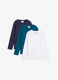 Triko s dlouhým rukávem a organickou bavlnou (3 ks v balení), bonprix