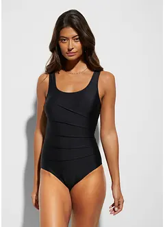 Stahovací jednodílné plavky, lehký tvarující efekt, s ozdobnými sklady, bonprix