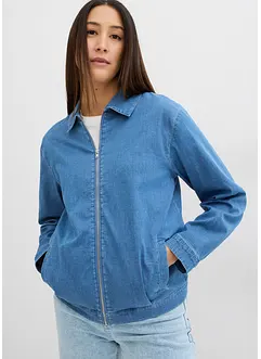 Džínová bunda v bluzonovém stylu, se zipem, bonprix