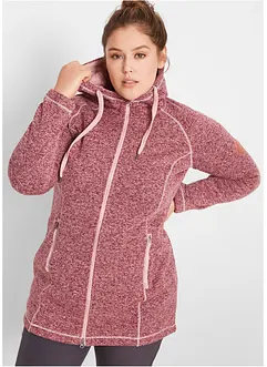 Dlouhá propínací flísová mikina s kapucí, bonprix