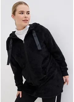 Dlouhá hebká flísová bunda s kapucí, bonprix