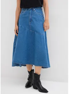 Džínová midi sukně, High Waist, bonprix
