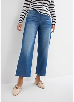 Džíny Straight, Mid Waist, pohodlný pas, malý podíl streče, zkrácené, bonprix