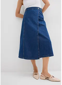 Džínová sukně se zavinovacím vzhledem Super Soft, bonprix
