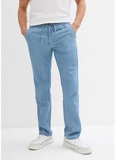 Lehké džíny bez zapínání a se lnem, Regular Fit, Straight, bonprix